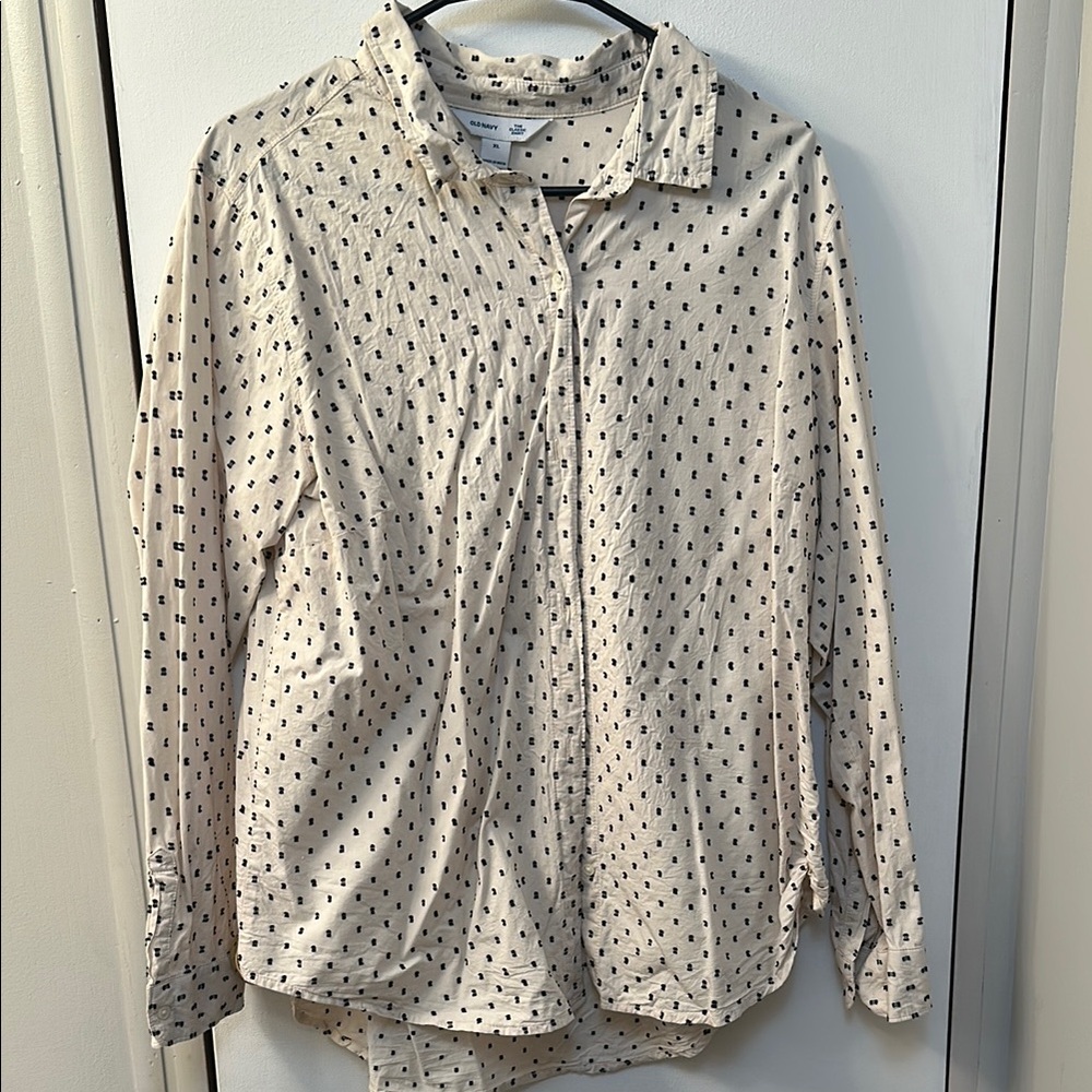Cream Polka Dot Button-Up Shirt